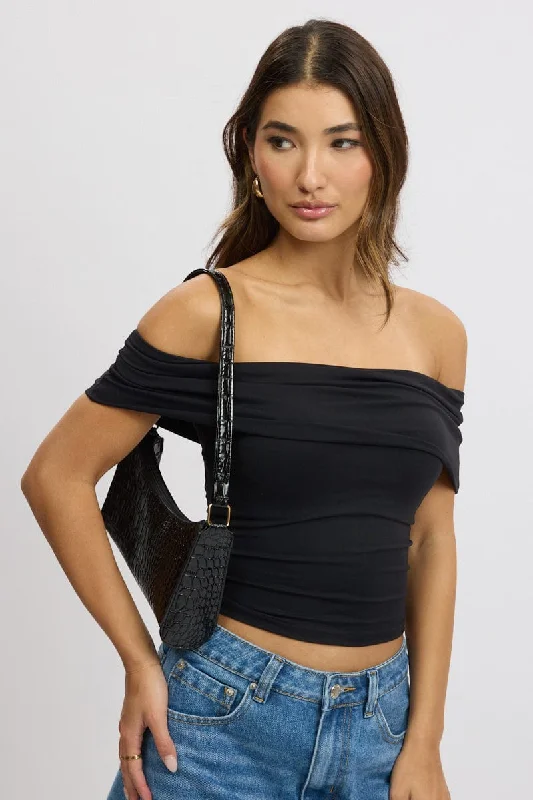 Black Off Shoulder Top Jersey