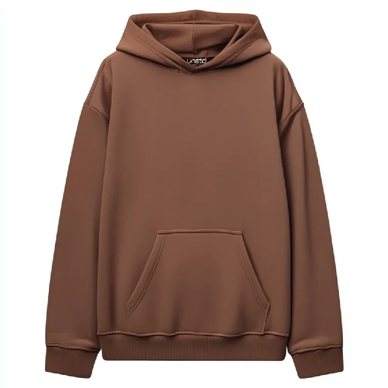 Brown Solid Plus Size Hoodie