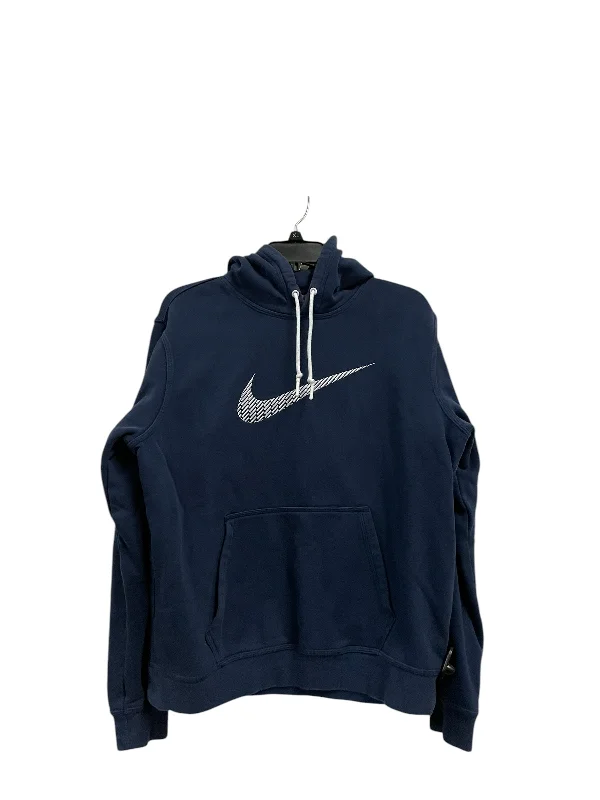 Athletic Sweatshirt Hoodie By Nike In Blue, Size: L