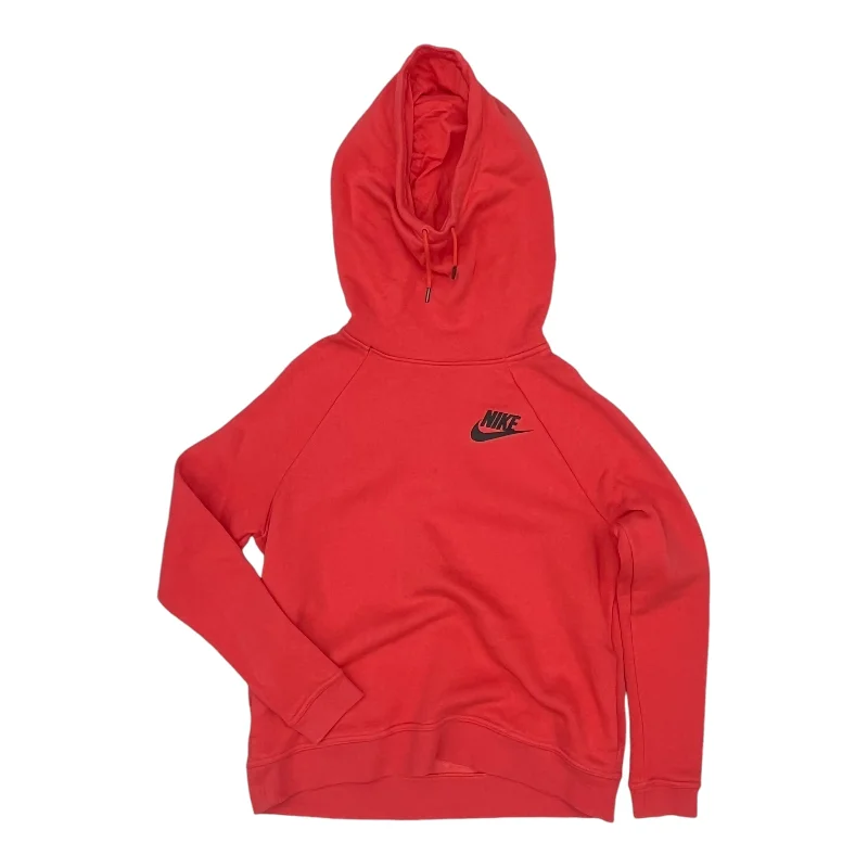 Athletic Sweatshirt Hoodie By Nike Apparel In Coral, Size:M