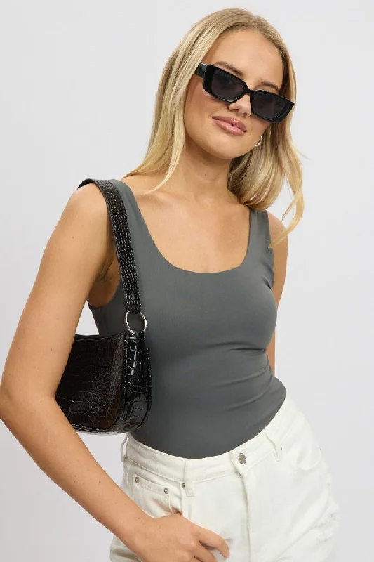 Grey Supersoft Top U Neck Sleeveless