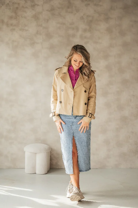 Feja short trenchcoat taupe