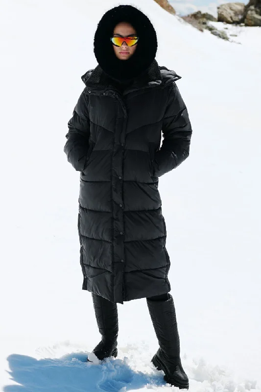 Gold Rush Puffer Trench - Black