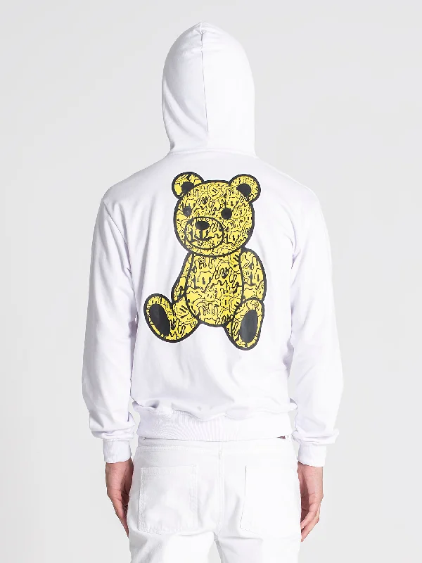 White Smiley Bear Hoodie