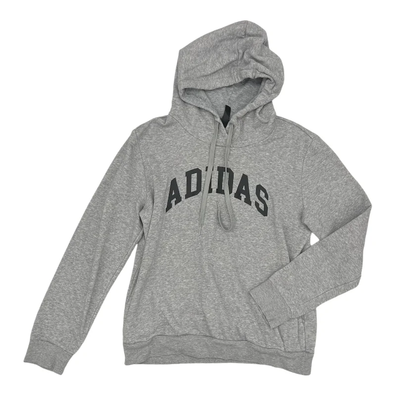 Athletic Sweatshirt Hoodie By Adidas In Grey, Size:M