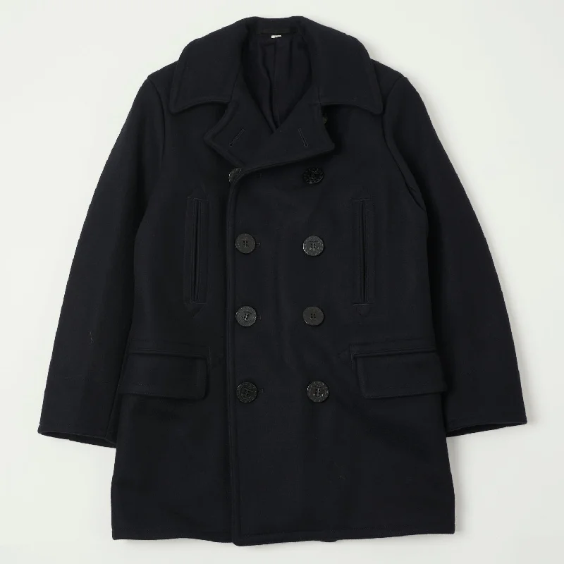 Buzz Rickson's BR14146 U.S.N. Long Pea Coat - Navy