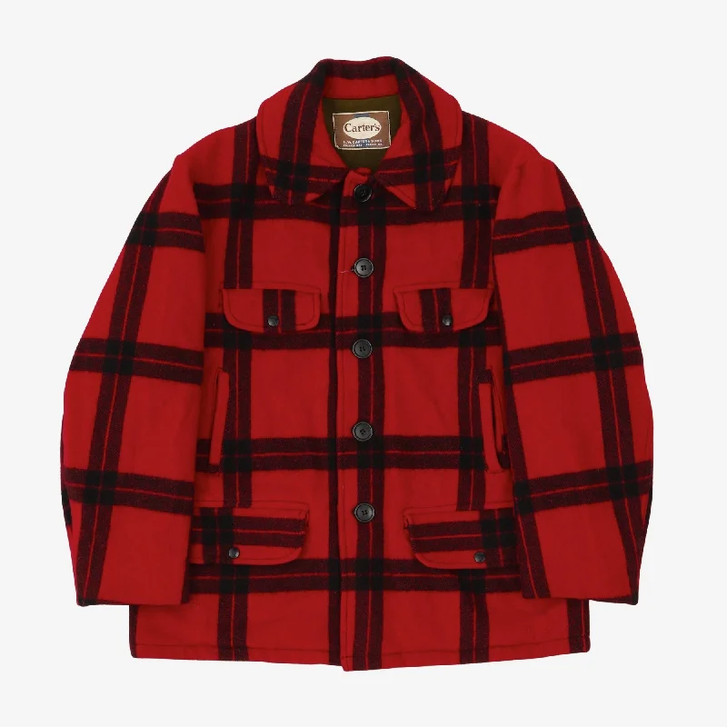 Classic Red Plaid Wool Hunting Jacket