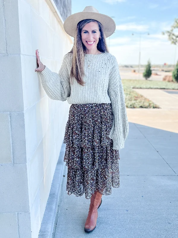 Layered Tiered Midi Skirt