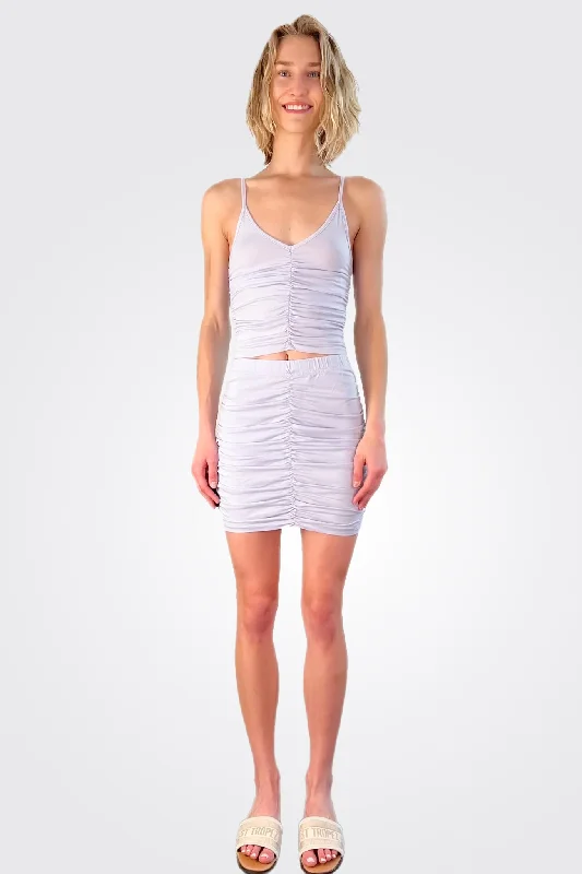 Shirred Mini Skirt - French Lilac