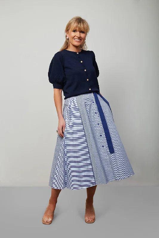 MDM Striped Poplin Skirt with Belt