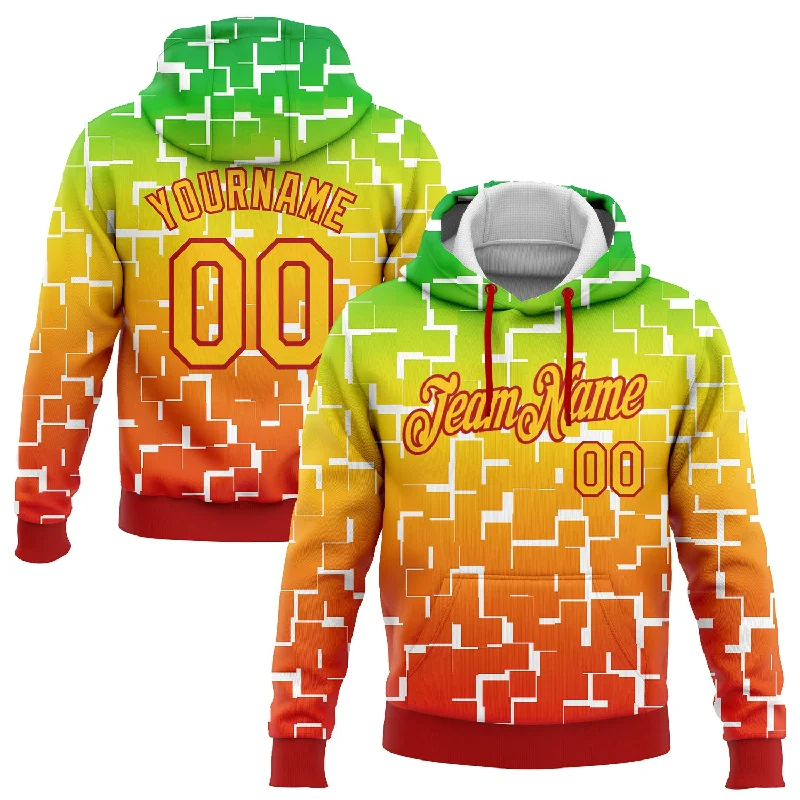 Custom Stitched Green Yellow-Red 3D Pattern Design Black History Month Sports Pullover Sweatshirt Hoodie