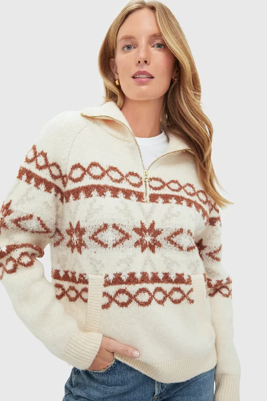 Whitecap Grey Fairisle Cai Half Zip