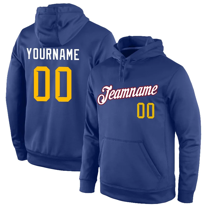 Custom Stitched Royal Gold-White Sports Pullover Sweatshirt Hoodie