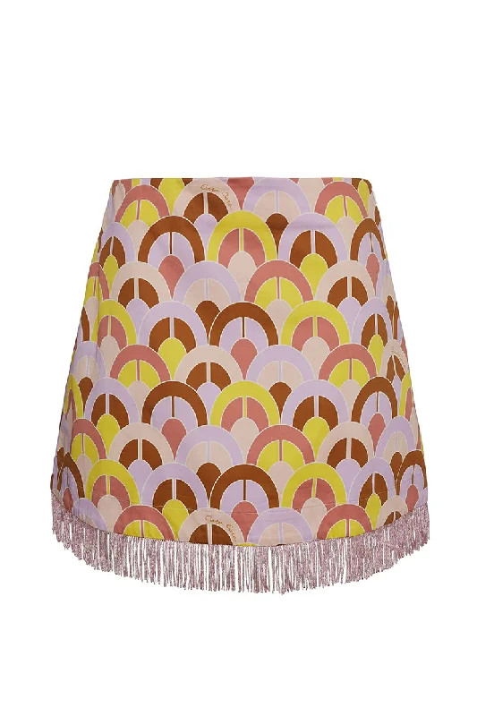 Chrissy Fringe Skirt | Geo Lavender Zest