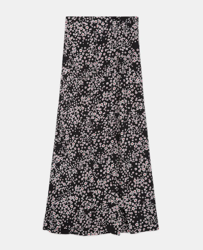 Long Floral Skirt | Women | Black x Pink