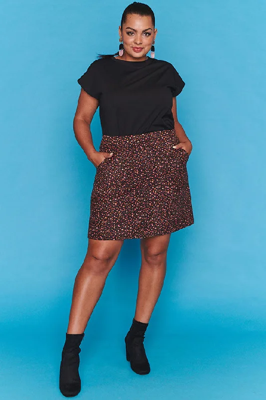 Harmony Black Floral Skirt