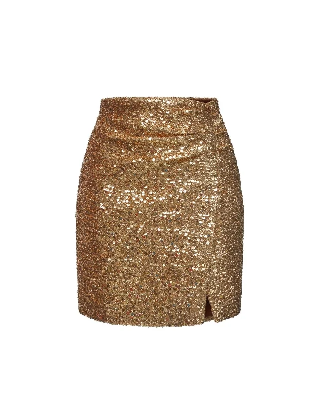 Draped sequined mini skirt