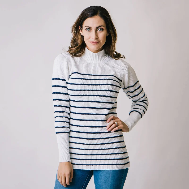 Mock Neck Breton Sweater