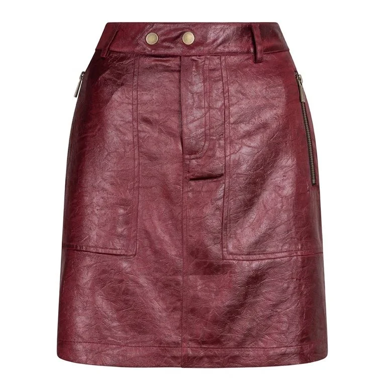 Esqualo Zipper Metallic Crinkle Skirt