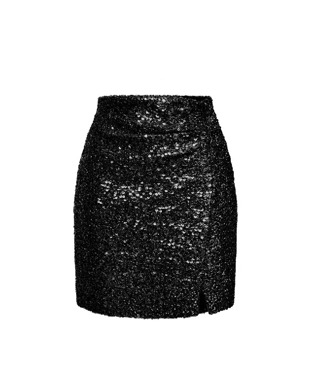 Draped sequined mini skirt