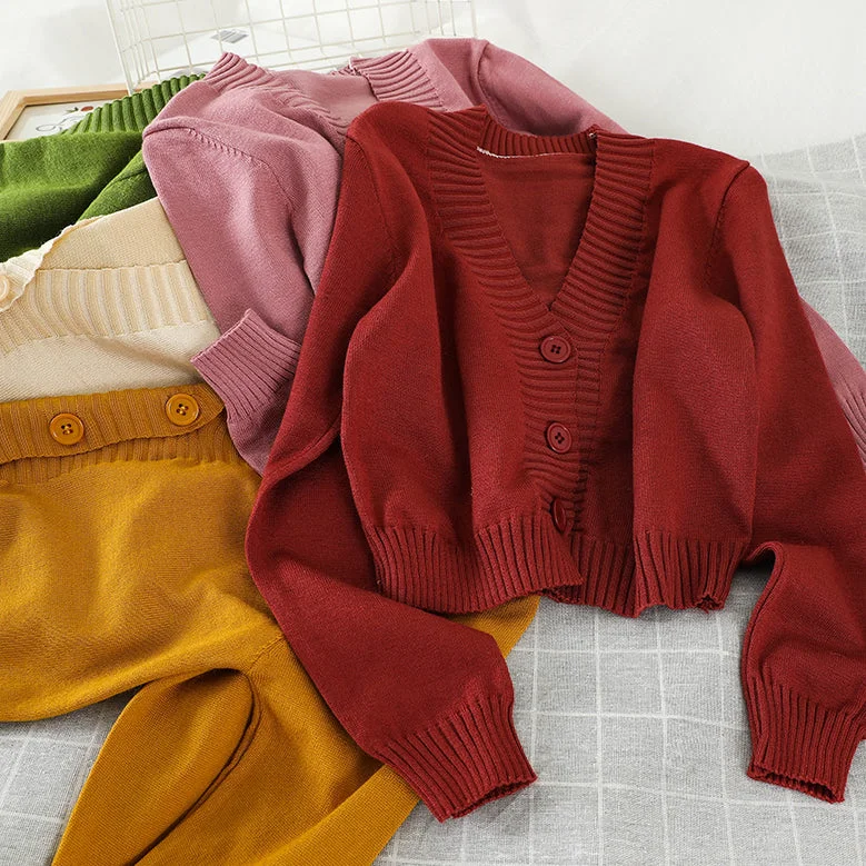 Basic Cropped Cardigan (8 Colors)