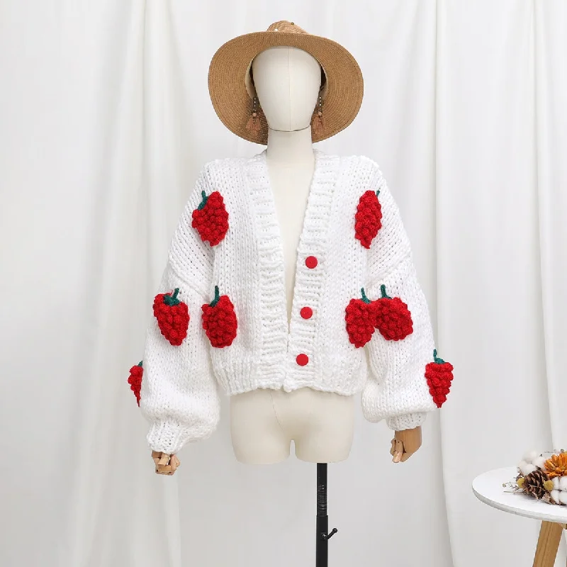 Chunky Strawberry Cropped Cardigan (2 Colors)