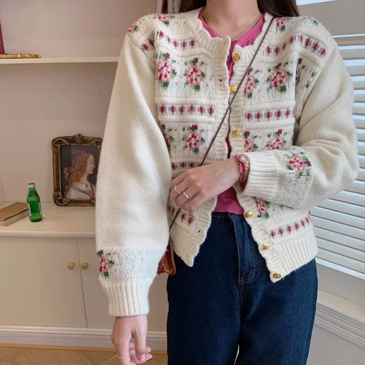 Sweet Rose Cardigan (Cream)