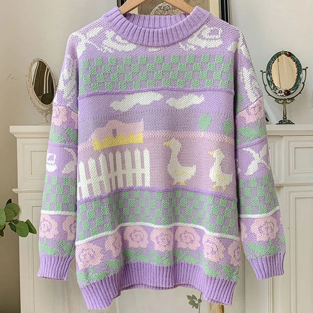 Farm Ducks Sweater (Lilac)