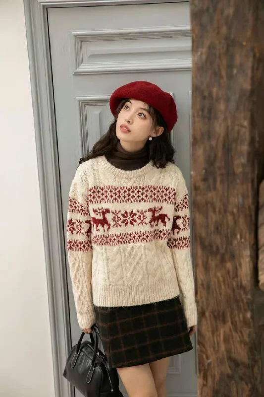 Reindeer Fair Isle Sweater (Cream)