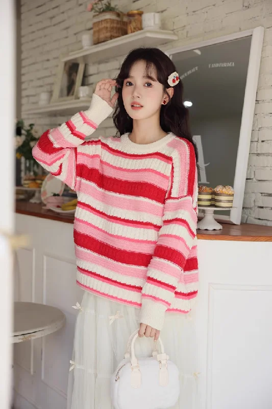 Strawberry Cheesecake Stripe Sweater (Pink/Cream)