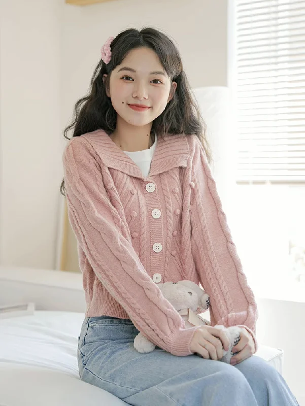 Pom Pom Polo Cardigan (2 Colors)