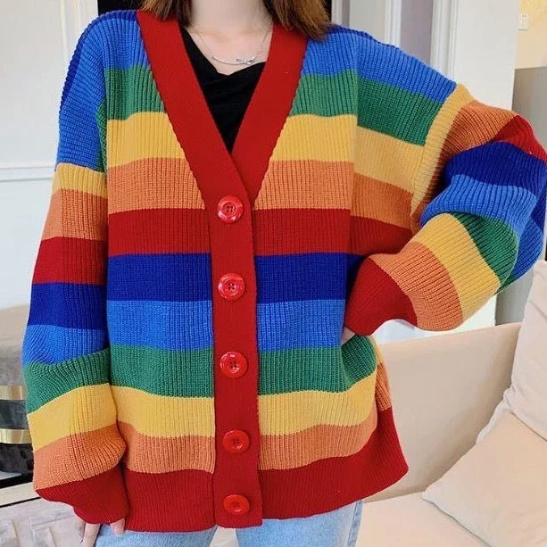 Rainbow Knitted Cardigan (Multicolor)