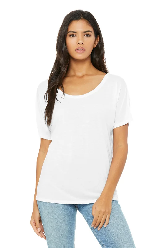 Bella + Canvas Womens Slouchy Short Sleeve Wide Neck T-Shirt - White