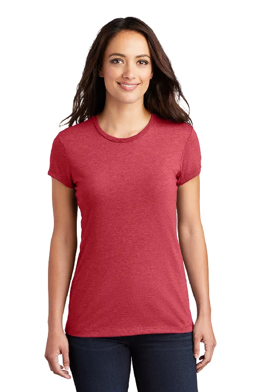 District Womens Fitted Perfect Tri Short Sleeve Crewneck T-Shirt - Red Frost