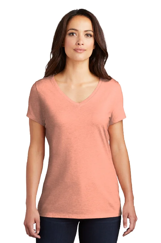 District Womens Perfect Tri Short Sleeve V-Neck T-Shirt - Heather Dusty Peach