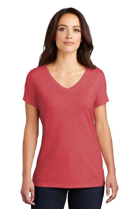 District Womens Perfect Tri Short Sleeve V-Neck T-Shirt - Red Frost