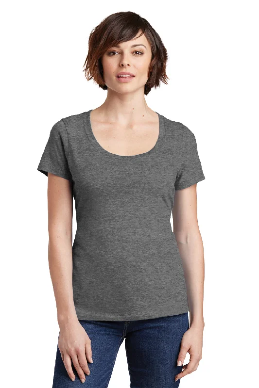 District Womens Perfect Weight Short Sleeve Scoop Neck T-Shirt - Heather Nickel Grey - Closeout