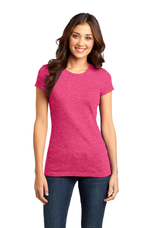 District Womens Very Important Short Sleeve Crewneck T-Shirt - Heather Watermelon Pink - Closeout