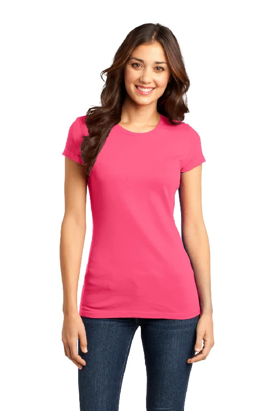 District Womens Very Important Short Sleeve Crewneck T-Shirt - Neon Pink - Closeout