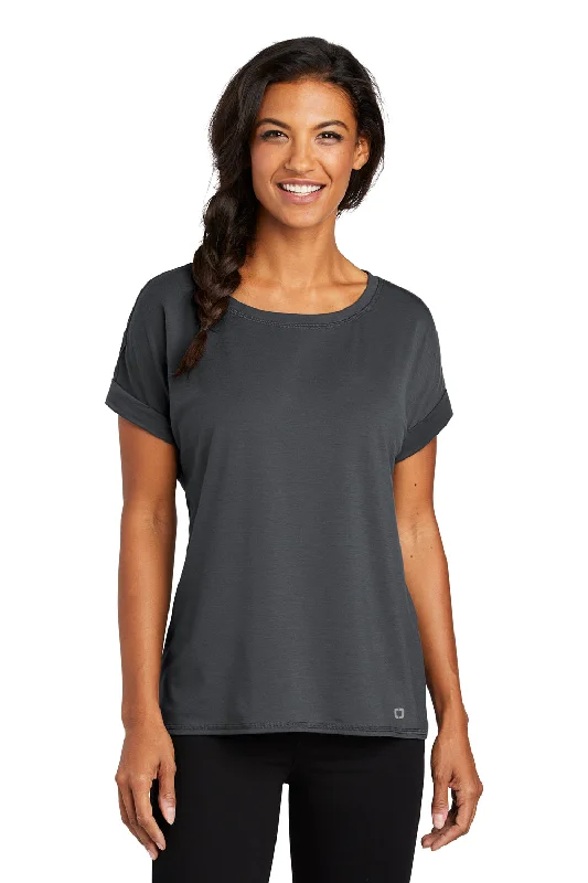 Ogio Womens Luuma Jersey Moisture Wicking Short Sleeve Crewneck T-Shirt - Diesel Grey - Closeout