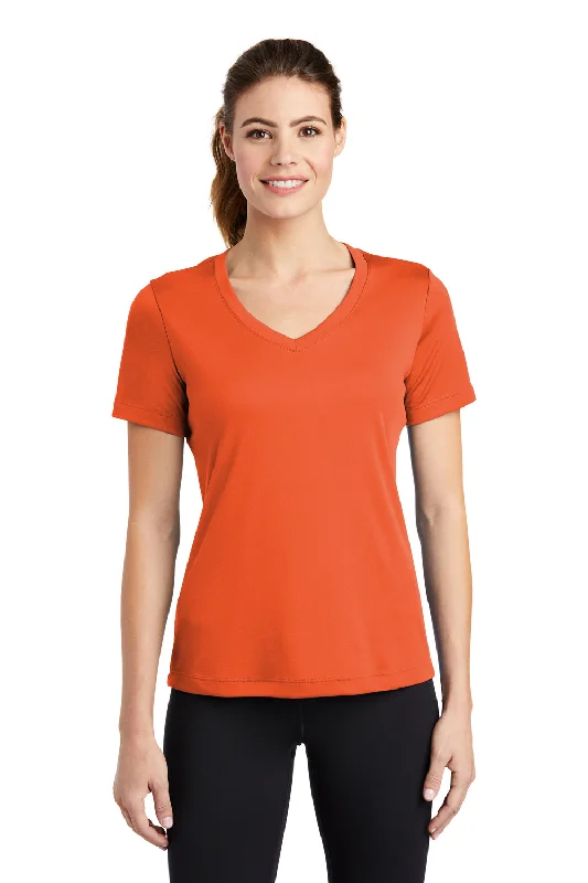 Sport-Tek Womens Competitor Moisture Wicking Short Sleeve V-Neck T-Shirt - Deep Orange - Closeout