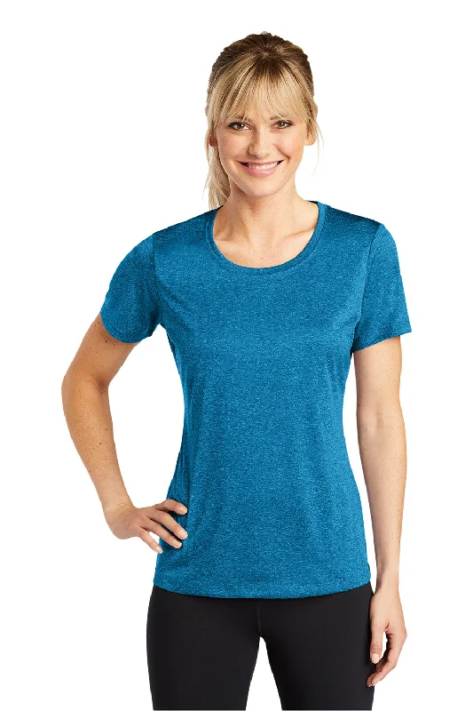 Sport-Tek Womens Contender Heather Moisture Wicking Short Sleeve Crewneck T-Shirt - Heather Blue Wake