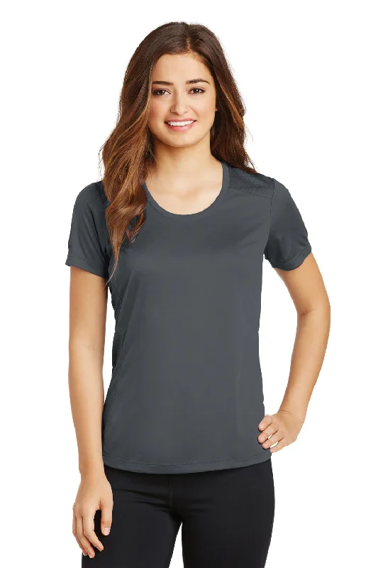 Sport-Tek Womens Elevate Moisture Wicking Short Sleeve Scoop Neck T-Shirt - Iron Grey - Closeout