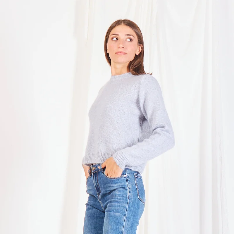 Wholesale chunky mohair-knit cropped sweater