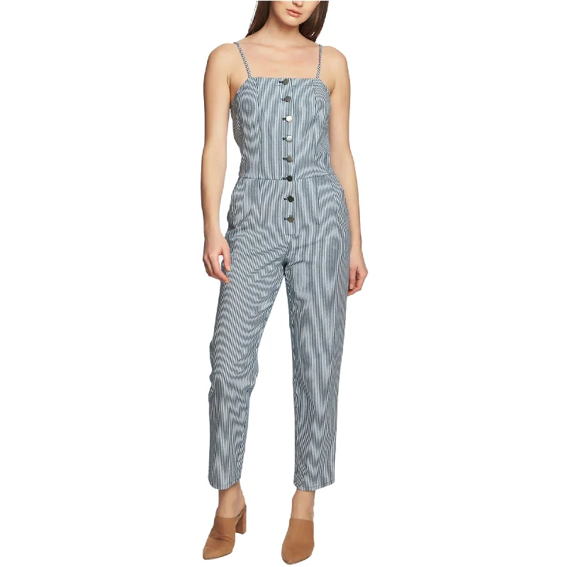 1.STATE Womens Railroad Stripe Jumpsuit, Blue, 4