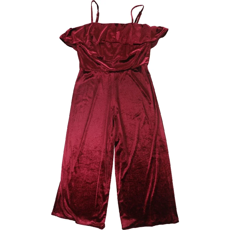 Avec Les Filles Womens Velvet Jumpsuit, Red, 8