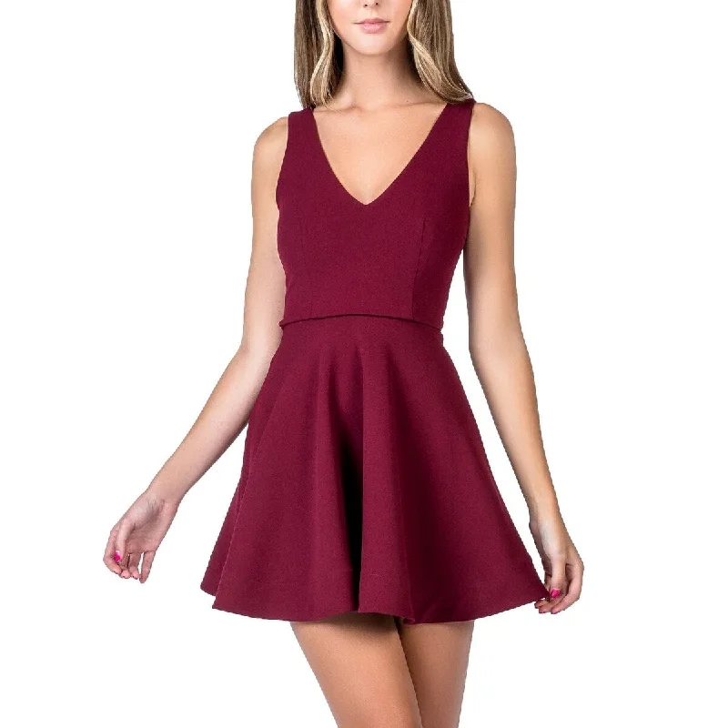 B Darlin Juniors' Bow-Back Skater Dress Wine Size 3