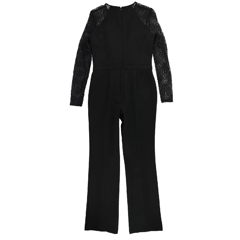 bar III Womens Flared Jumpsuit, Black, 4