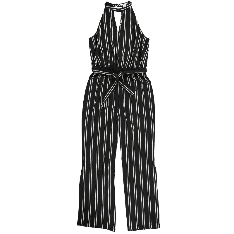 bar III Womens Striped Jumpsuit, Black, 12