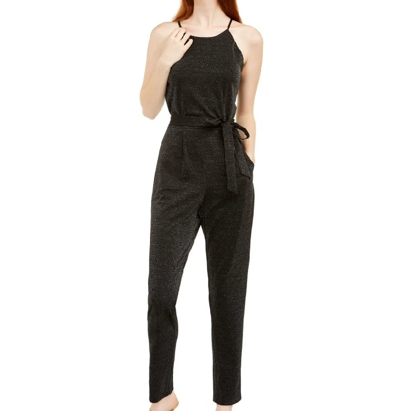 Bcx Juniors' Scalloped Shine Jumpsuit Black Size 9